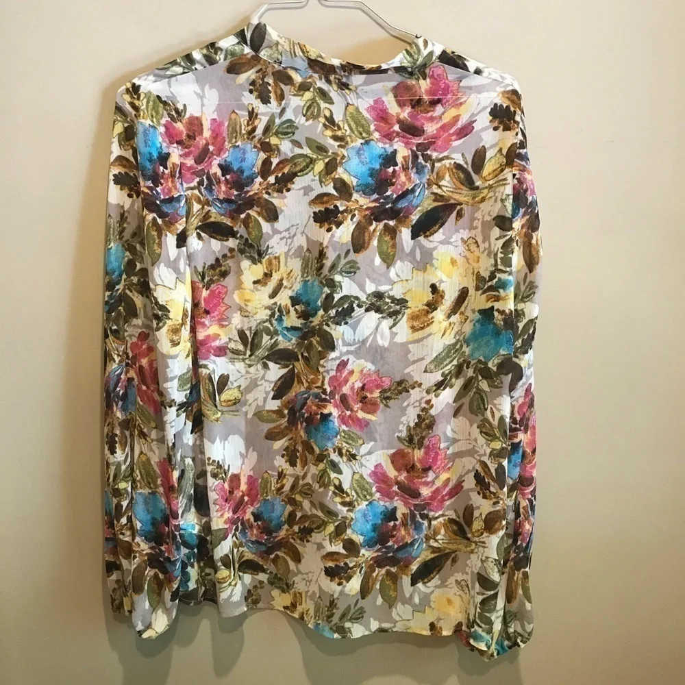 Kut from the Kloth Floral Sheer Blouse Large